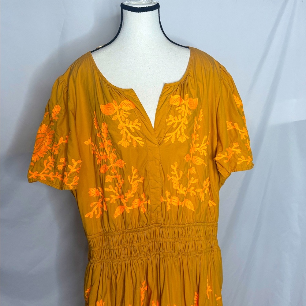ANTHROPOLOGIE The Somerset Maxi Dress Embroidered Edition Orange - Picture 6 of 9